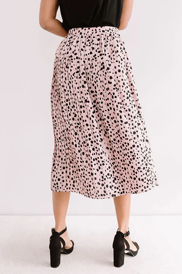 Raise A Glass Leopard Pleated Skirt In Blush