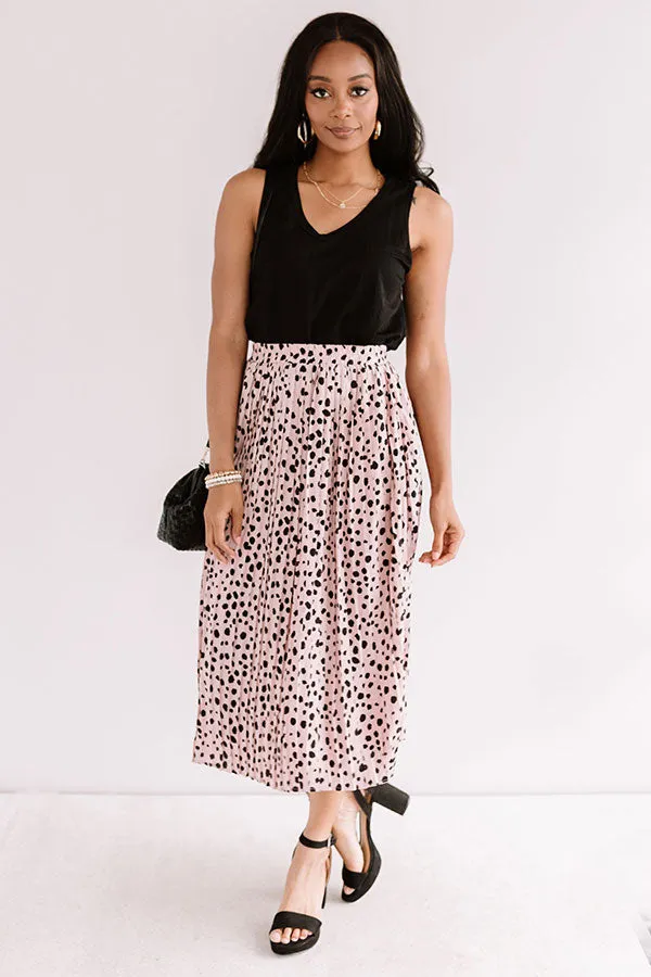 Raise A Glass Leopard Pleated Skirt In Blush