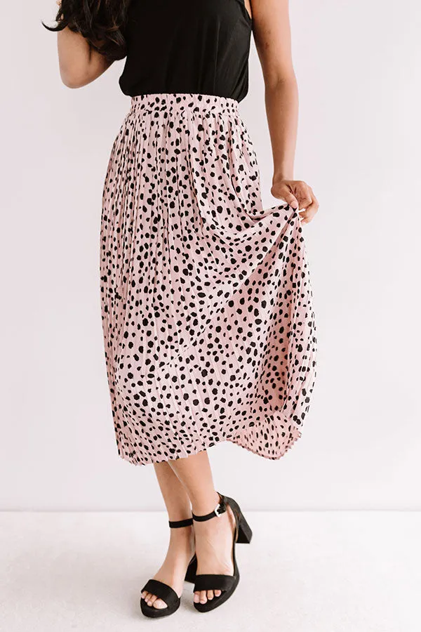 Raise A Glass Leopard Pleated Skirt In Blush