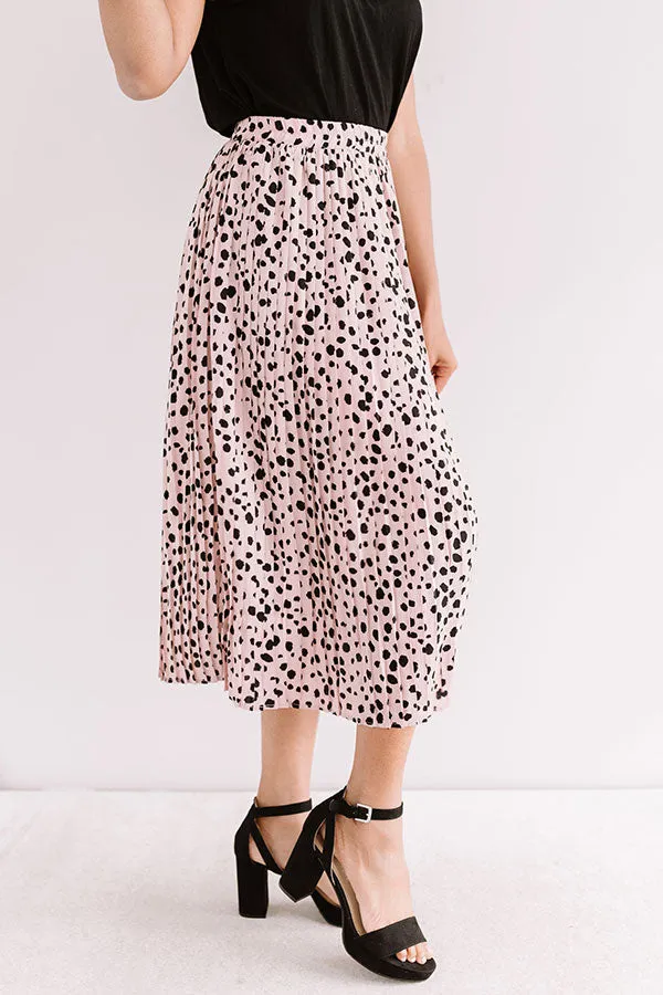 Raise A Glass Leopard Pleated Skirt In Blush