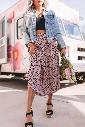 Raise A Glass Leopard Pleated Skirt In Blush