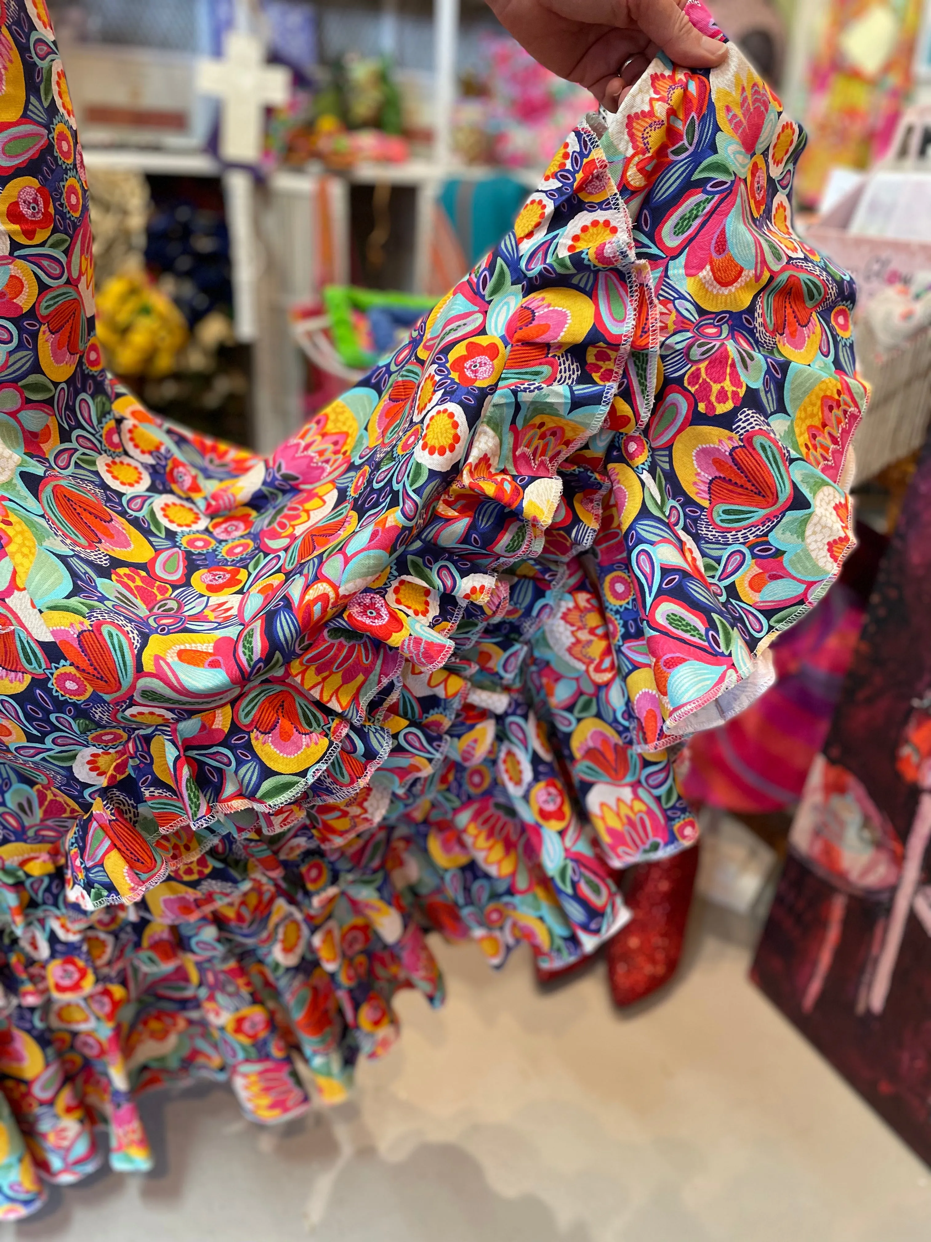 Spanish Flamenco Fiesta Skirt in Colourful Flora