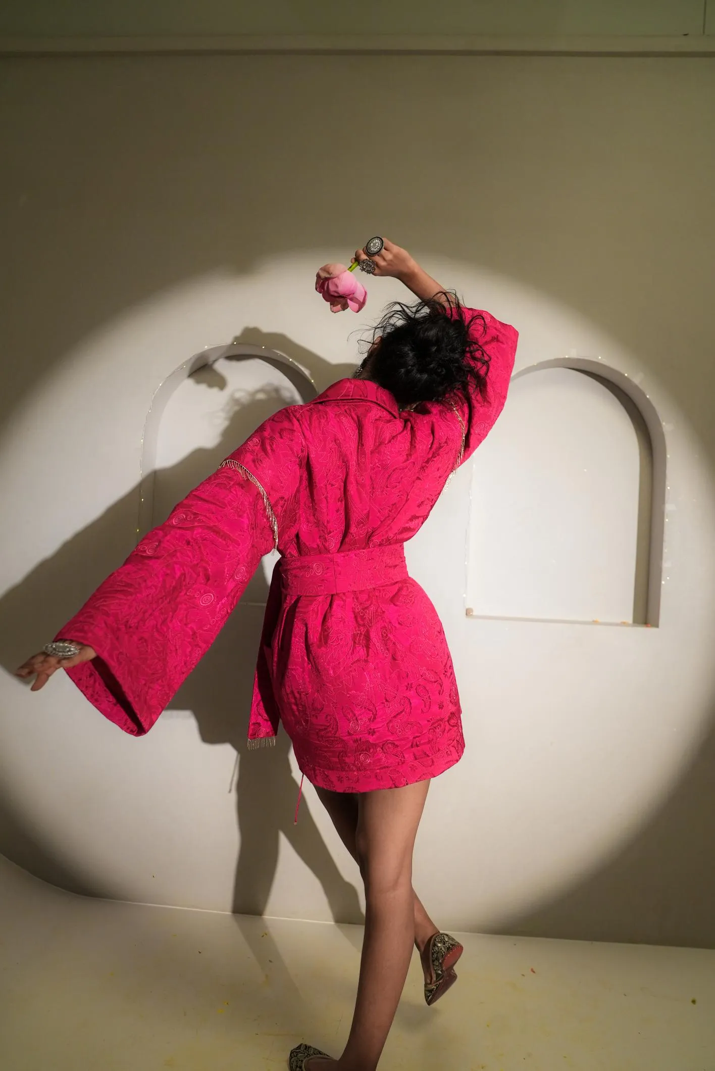 SPINEL PINK QUILTED LUX ROBE DRESS