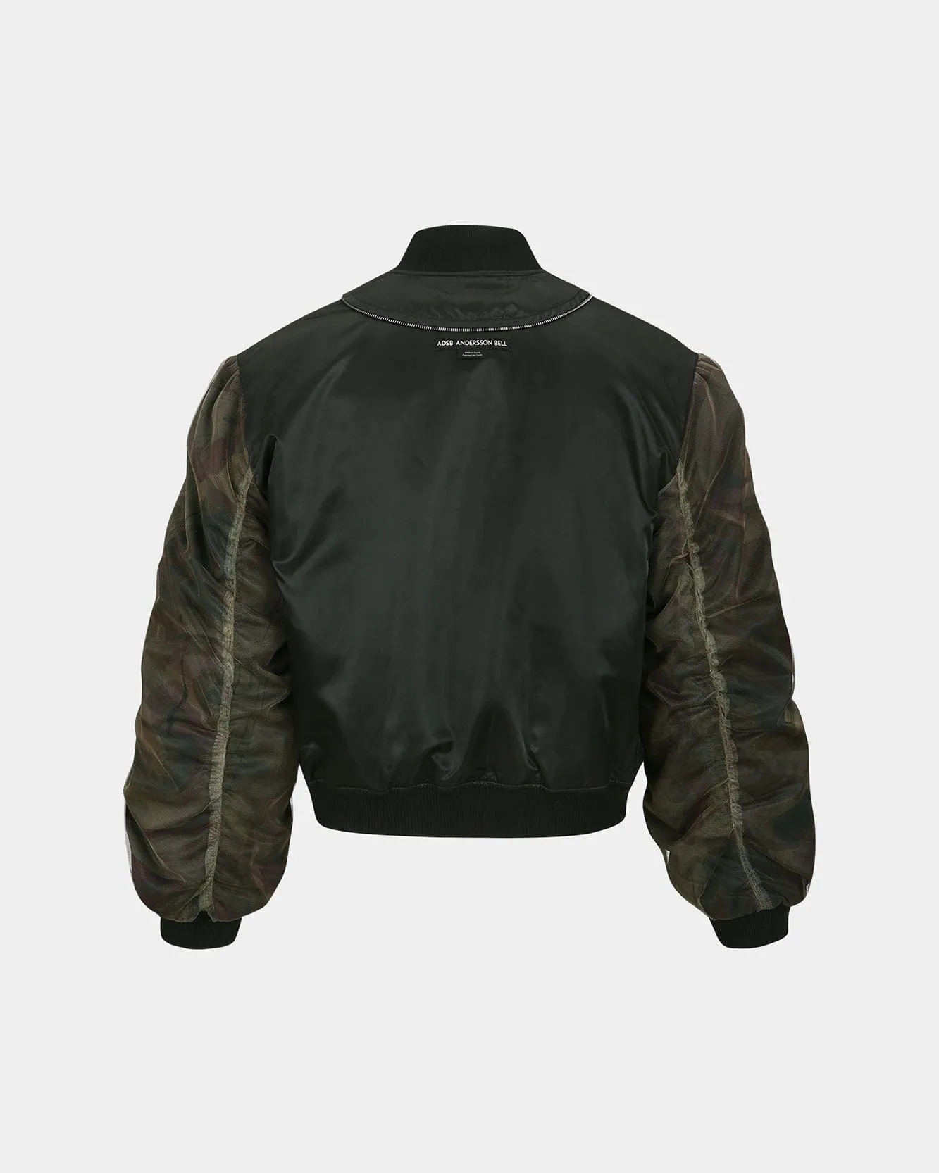 UNISEX MESH SLEEVE BOMBER JACKET awa626u(BLACK)