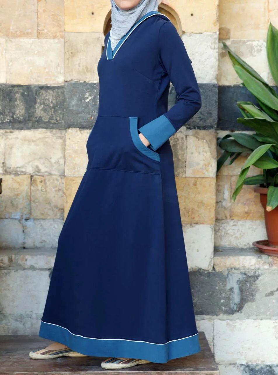 V-Neck Maxi Hoodie Dress