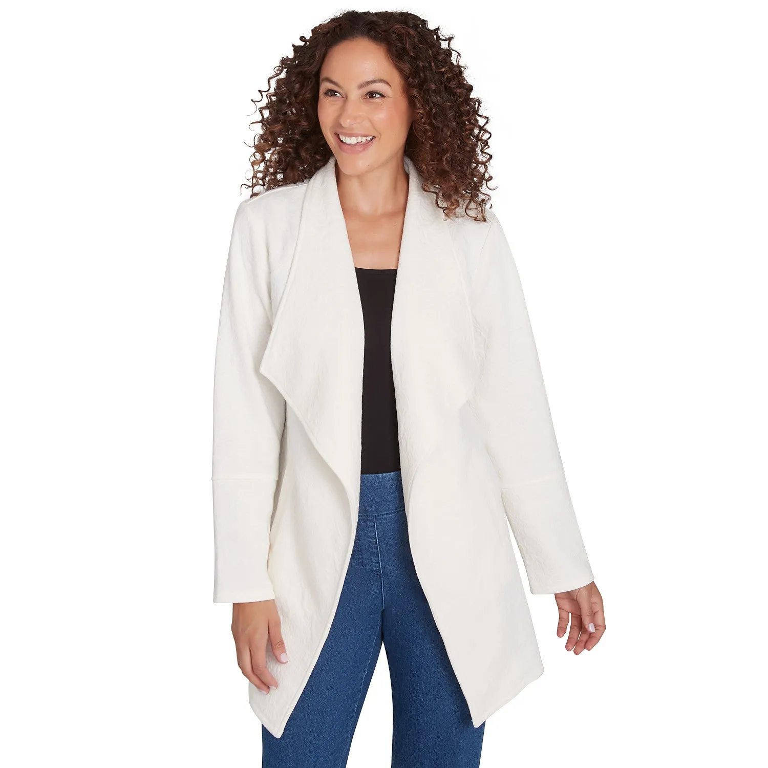 Winter Scroll Quilted Knit Jacket Ivory - Ruby Rd