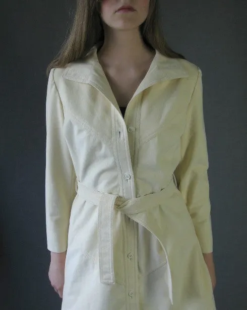 Women's 70s Trench Coat Mod Vintage Spy Girl White Ultra Suede Medium Samuel Robert VFG