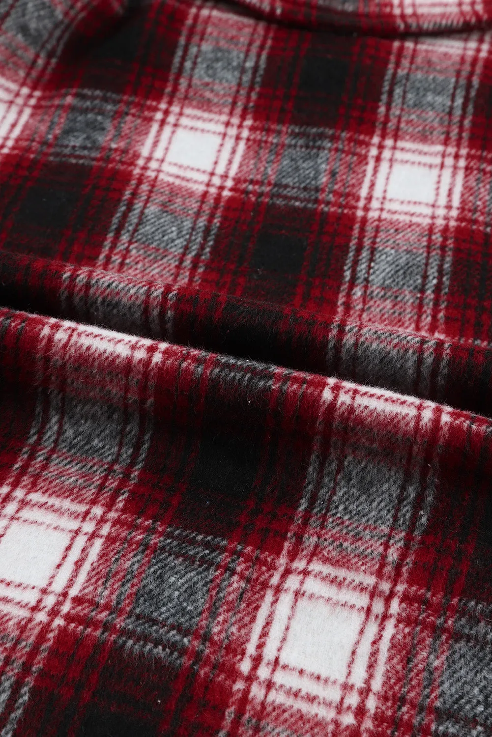 Women's Button Down Pocket Coat Plaid Shacket