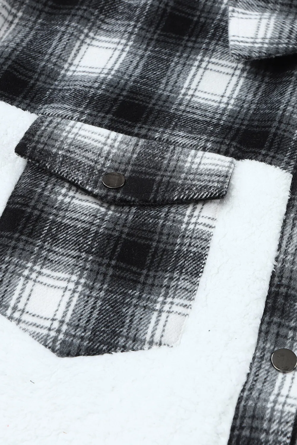 Women's Button Down Pocket Coat Plaid Shacket