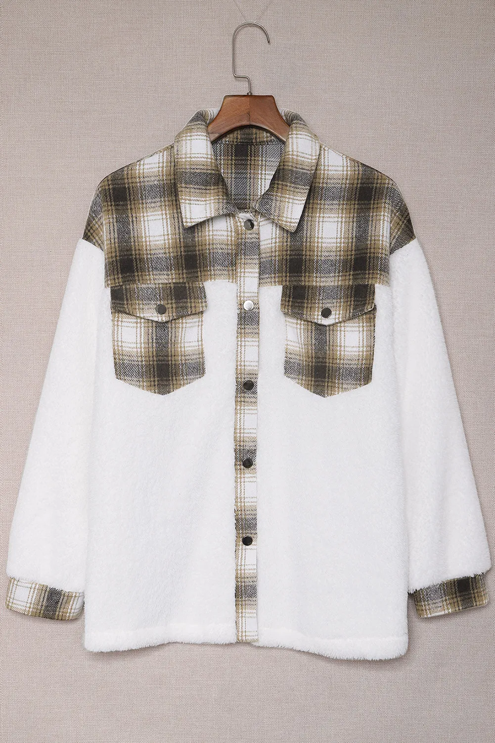 Women's Button Down Pocket Coat Plaid Shacket