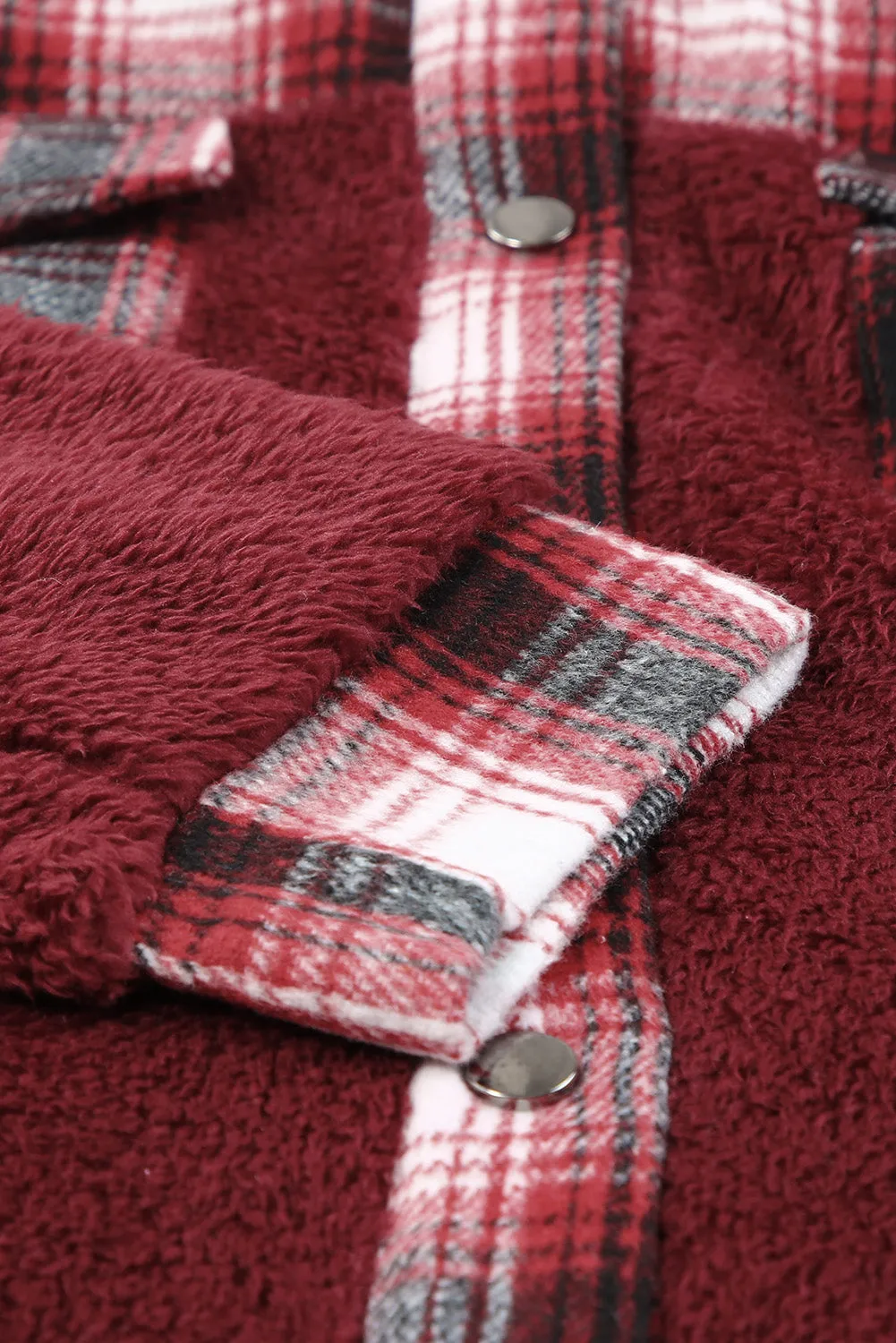 Women's Button Down Pocket Coat Plaid Shacket