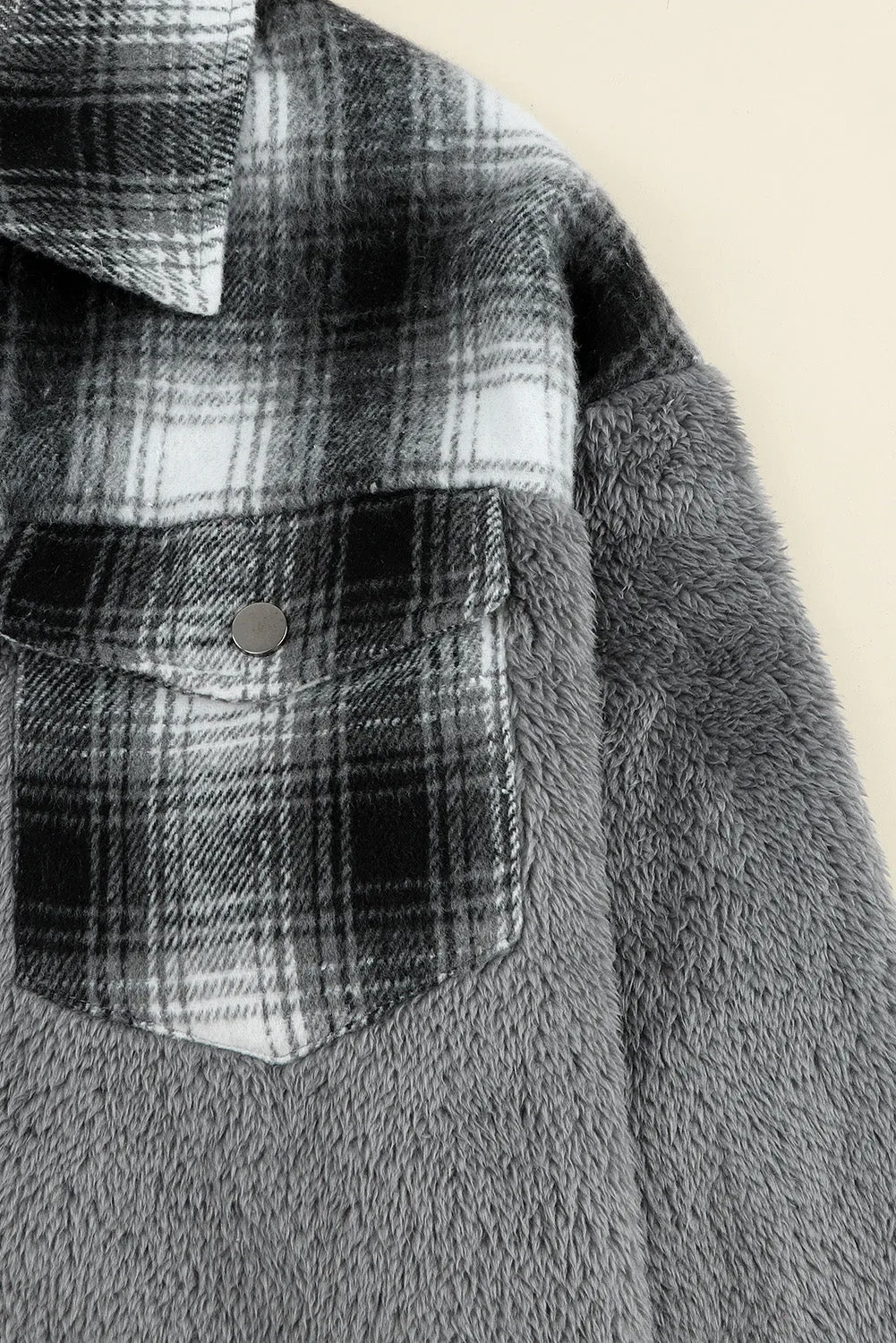Women's Button Down Pocket Coat Plaid Shacket