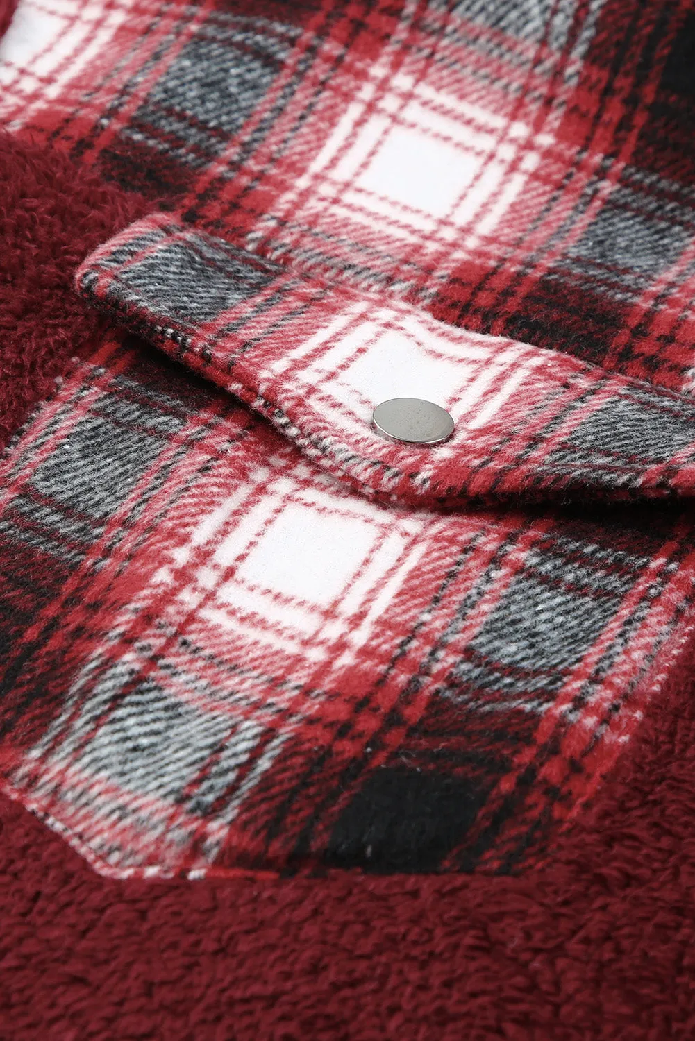 Women's Button Down Pocket Coat Plaid Shacket