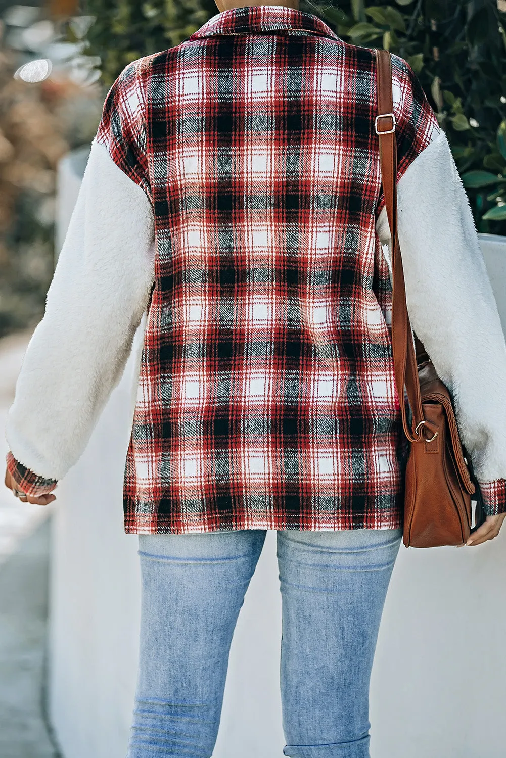 Women's Button Down Pocket Coat Plaid Shacket