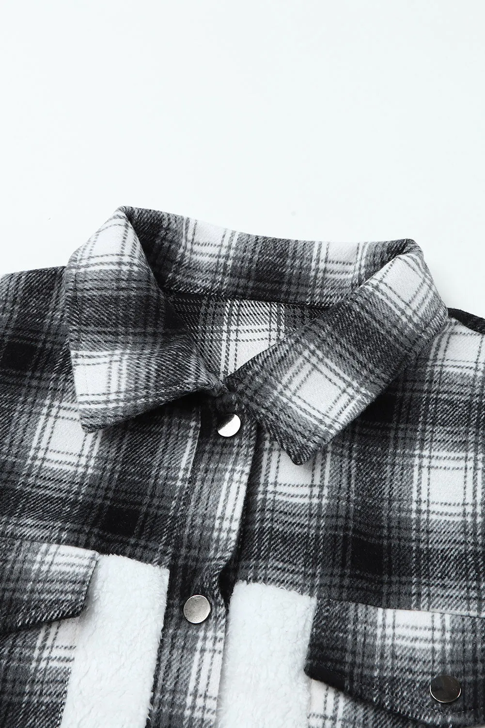 Women's Button Down Pocket Coat Plaid Shacket