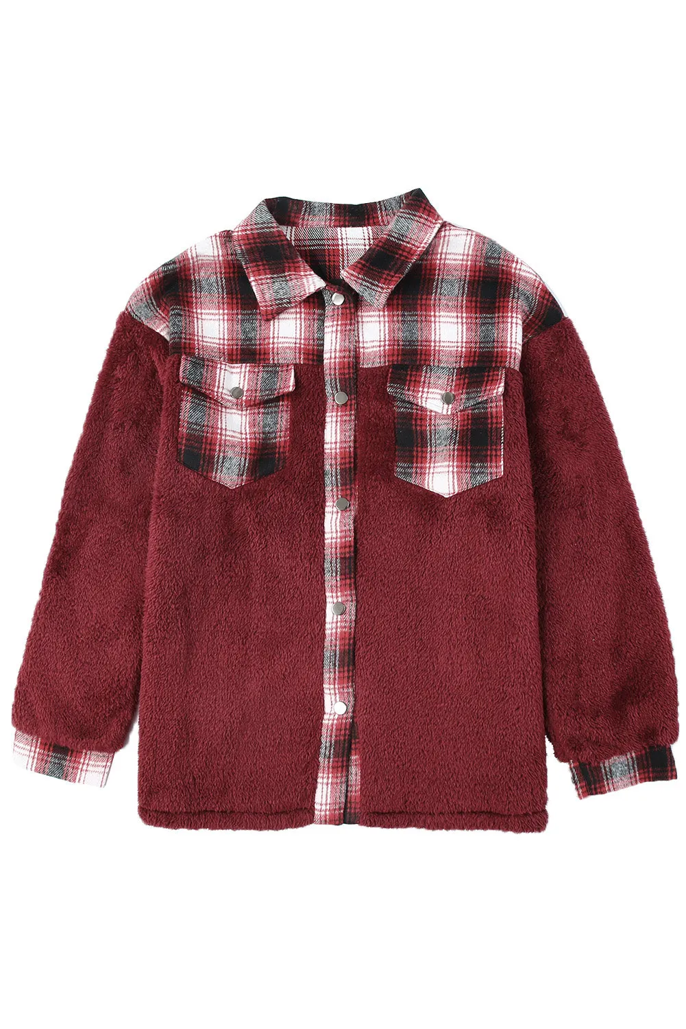 Women's Button Down Pocket Coat Plaid Shacket