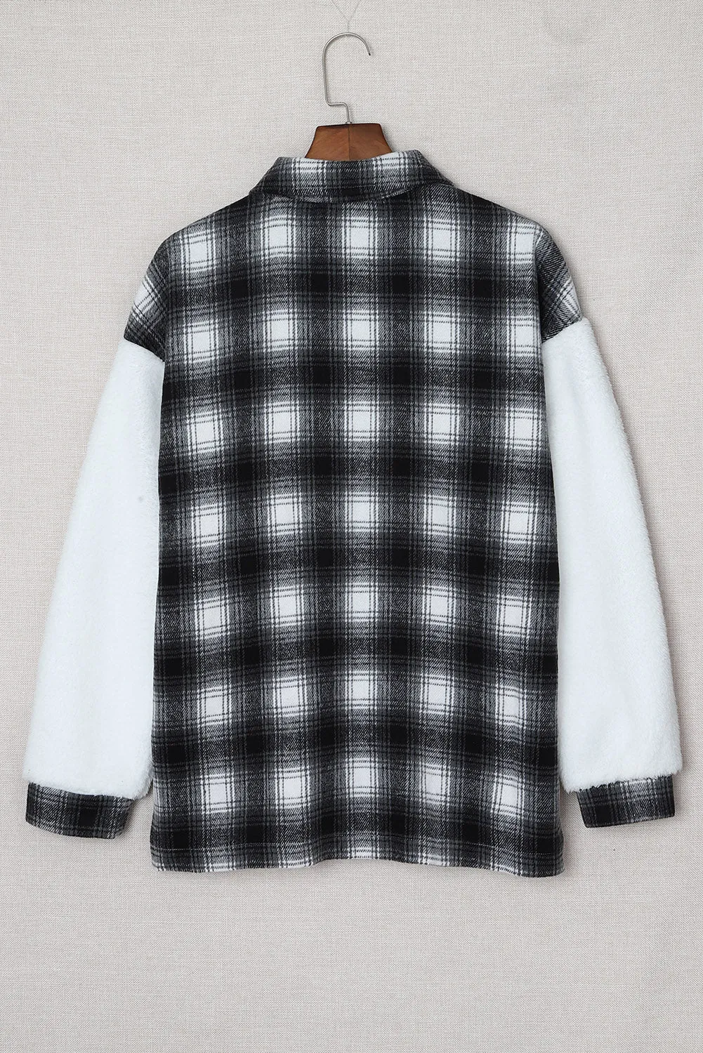 Women's Button Down Pocket Coat Plaid Shacket