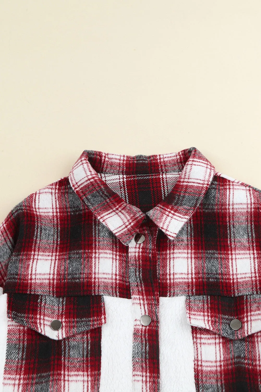 Women's Button Down Pocket Coat Plaid Shacket