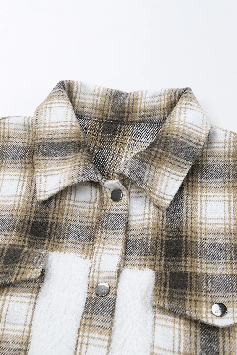 Women's Button Down Pocket Coat Plaid Shacket