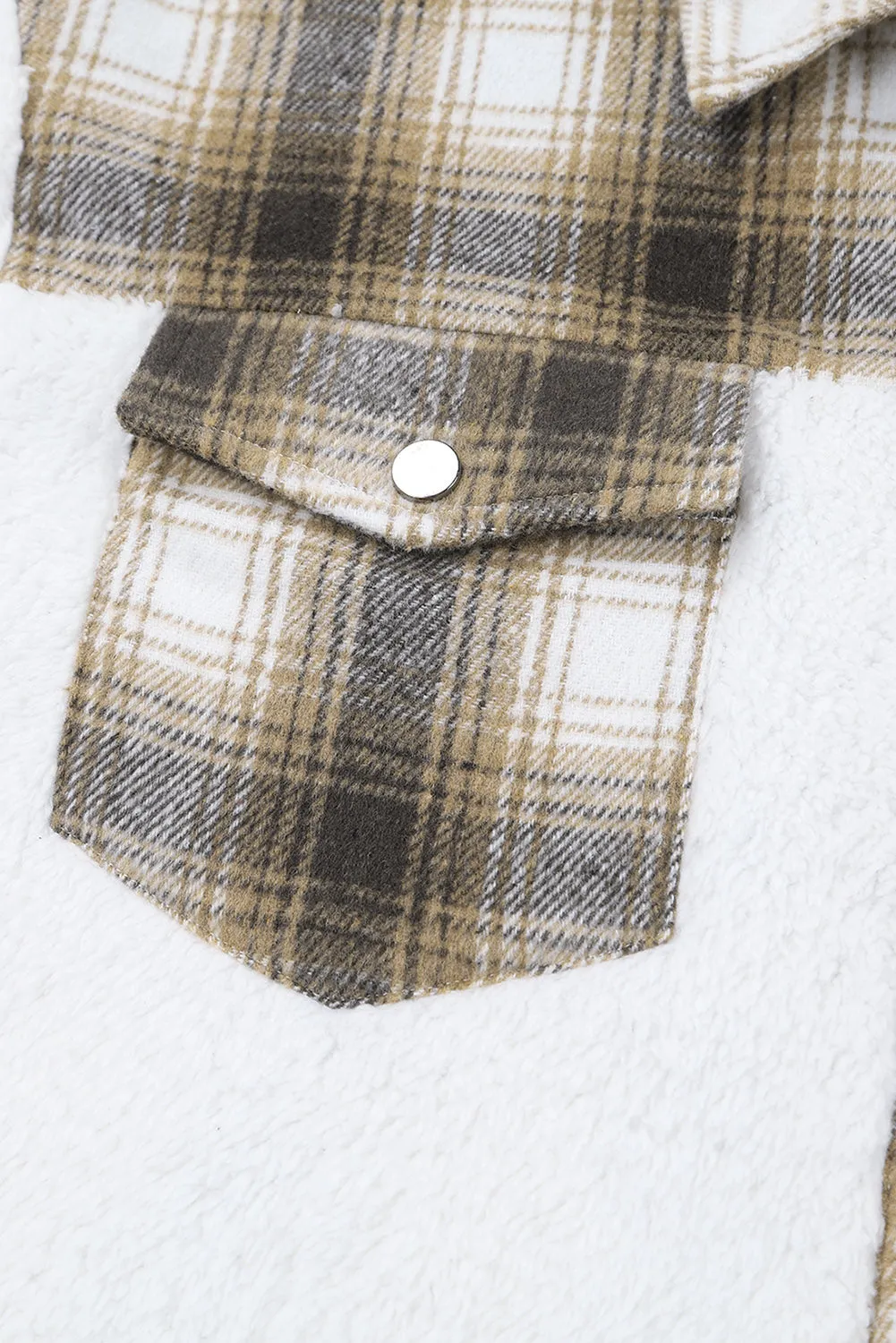 Women's Button Down Pocket Coat Plaid Shacket