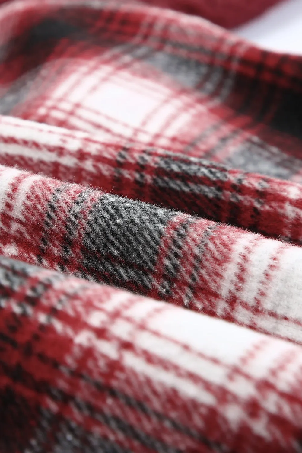 Women's Button Down Pocket Coat Plaid Shacket