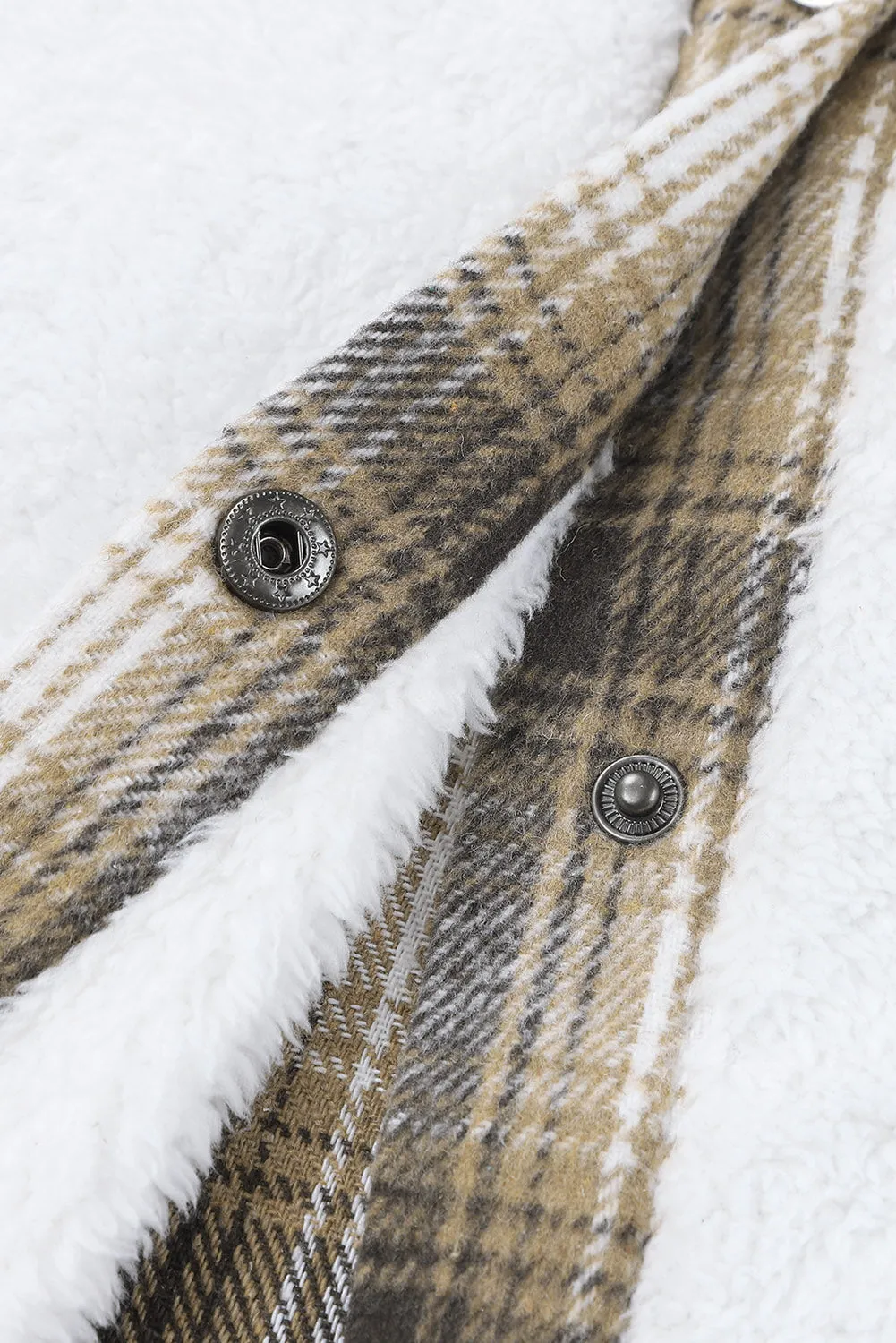 Women's Button Down Pocket Coat Plaid Shacket