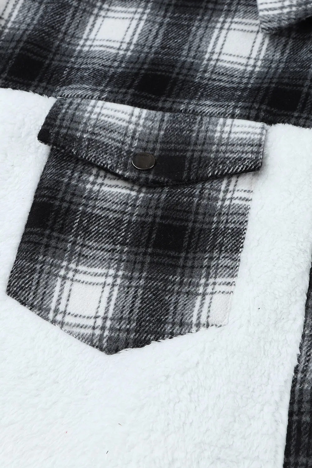 Women's Button Down Pocket Coat Plaid Shacket
