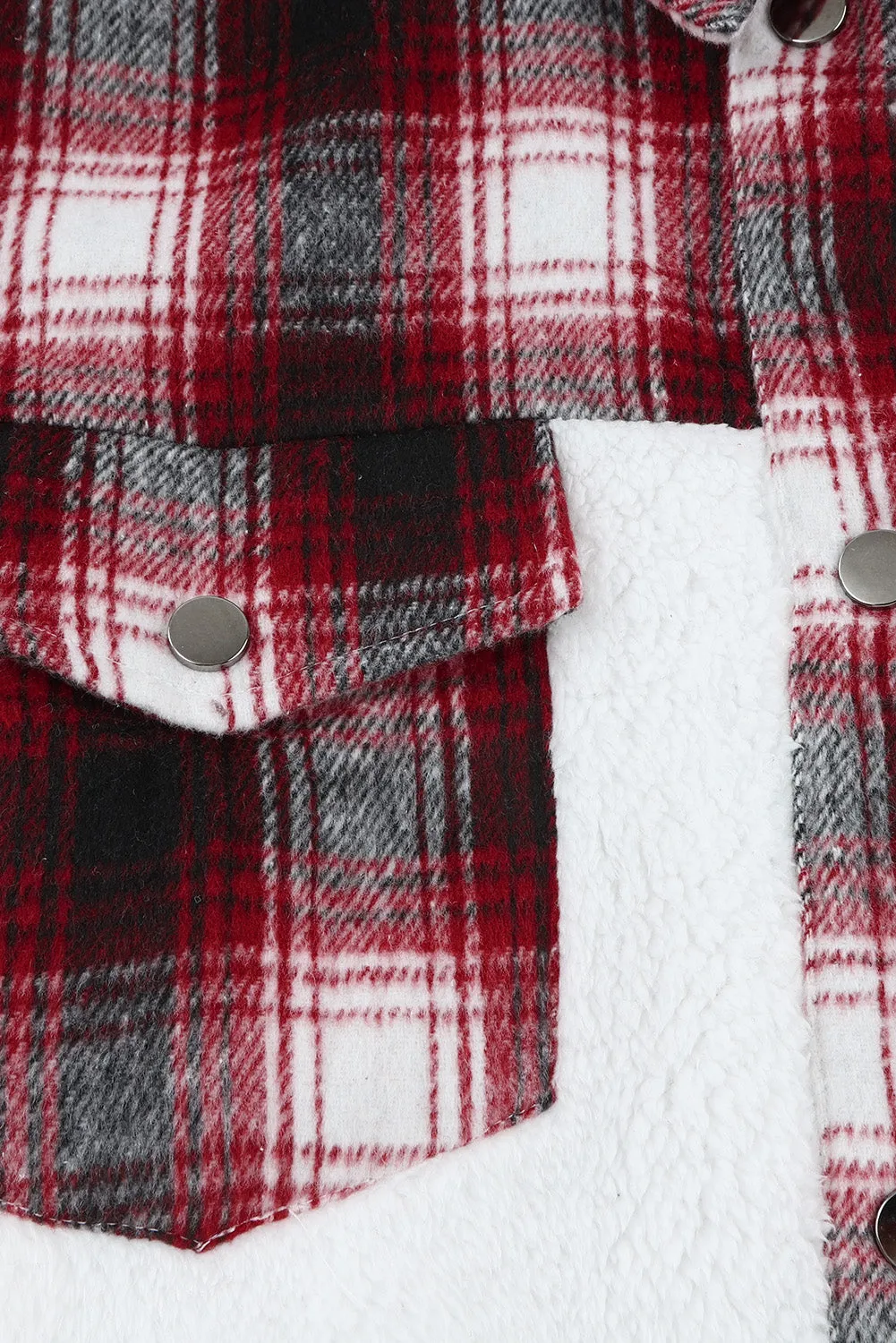 Women's Button Down Pocket Coat Plaid Shacket