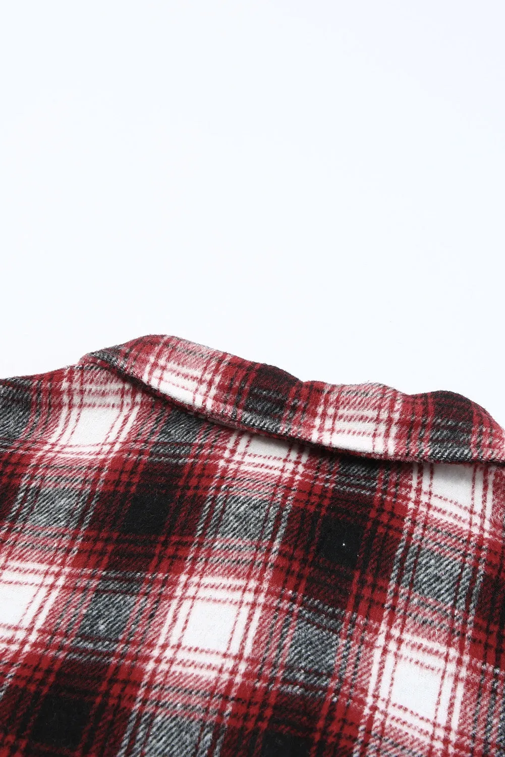 Women's Button Down Pocket Coat Plaid Shacket
