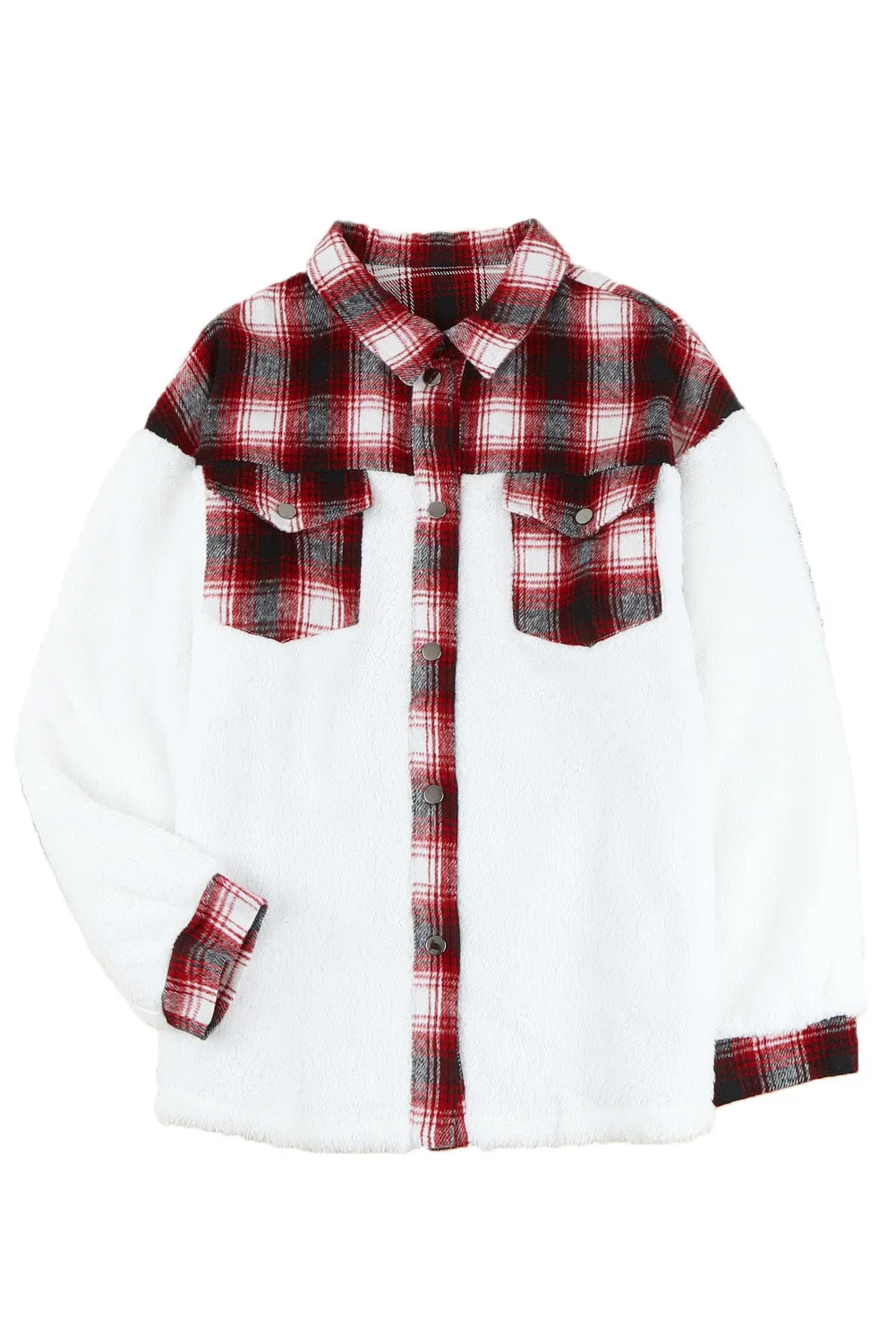 Women's Button Down Pocket Coat Plaid Shacket