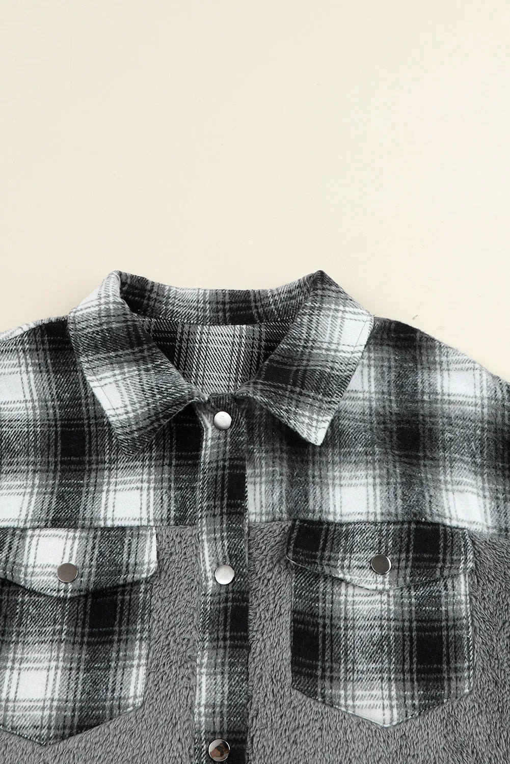 Women's Button Down Pocket Coat Plaid Shacket