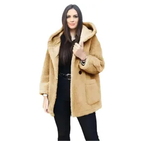 Women’s Oversized Shearling Hoodie Teddy Coat – Cozy & Stylish