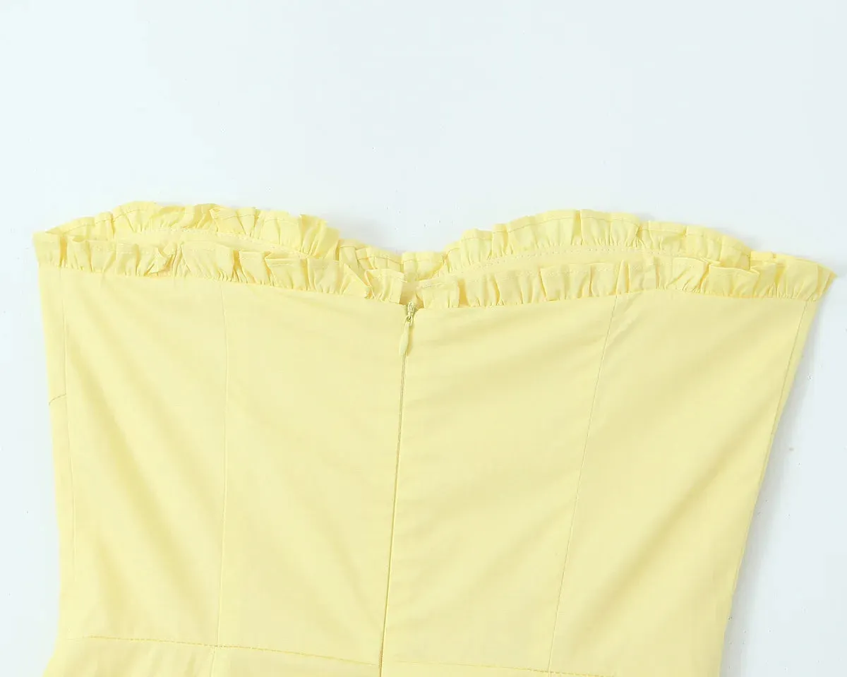 Yellow High Slit Two-Piece Dress - Perfect for Brunch & Vacations