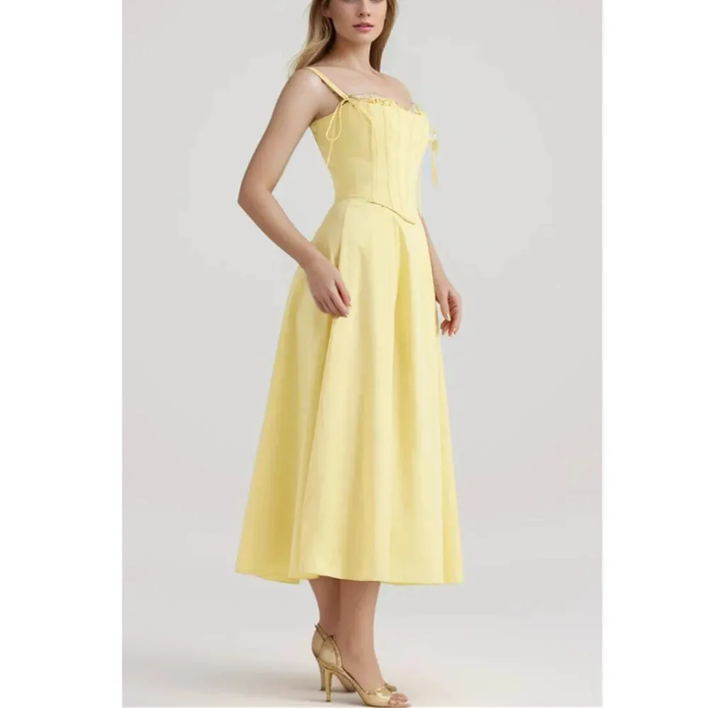 Yellow High Slit Two-Piece Dress - Perfect for Brunch & Vacations