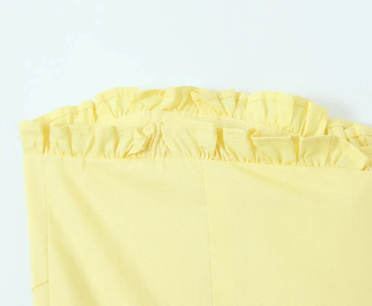 Yellow High Slit Two-Piece Dress - Perfect for Brunch & Vacations