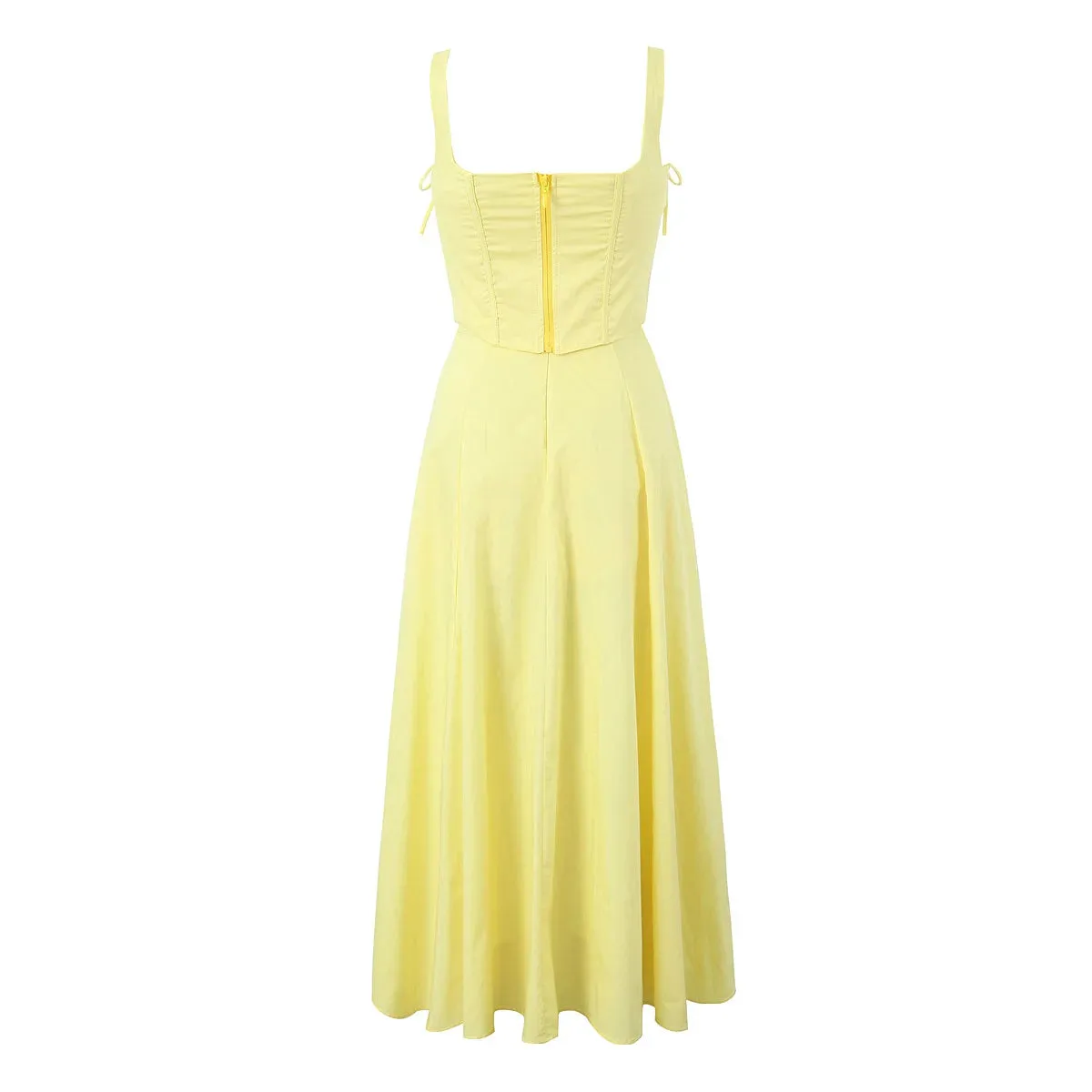 Yellow High Slit Two-Piece Dress - Perfect for Brunch & Vacations