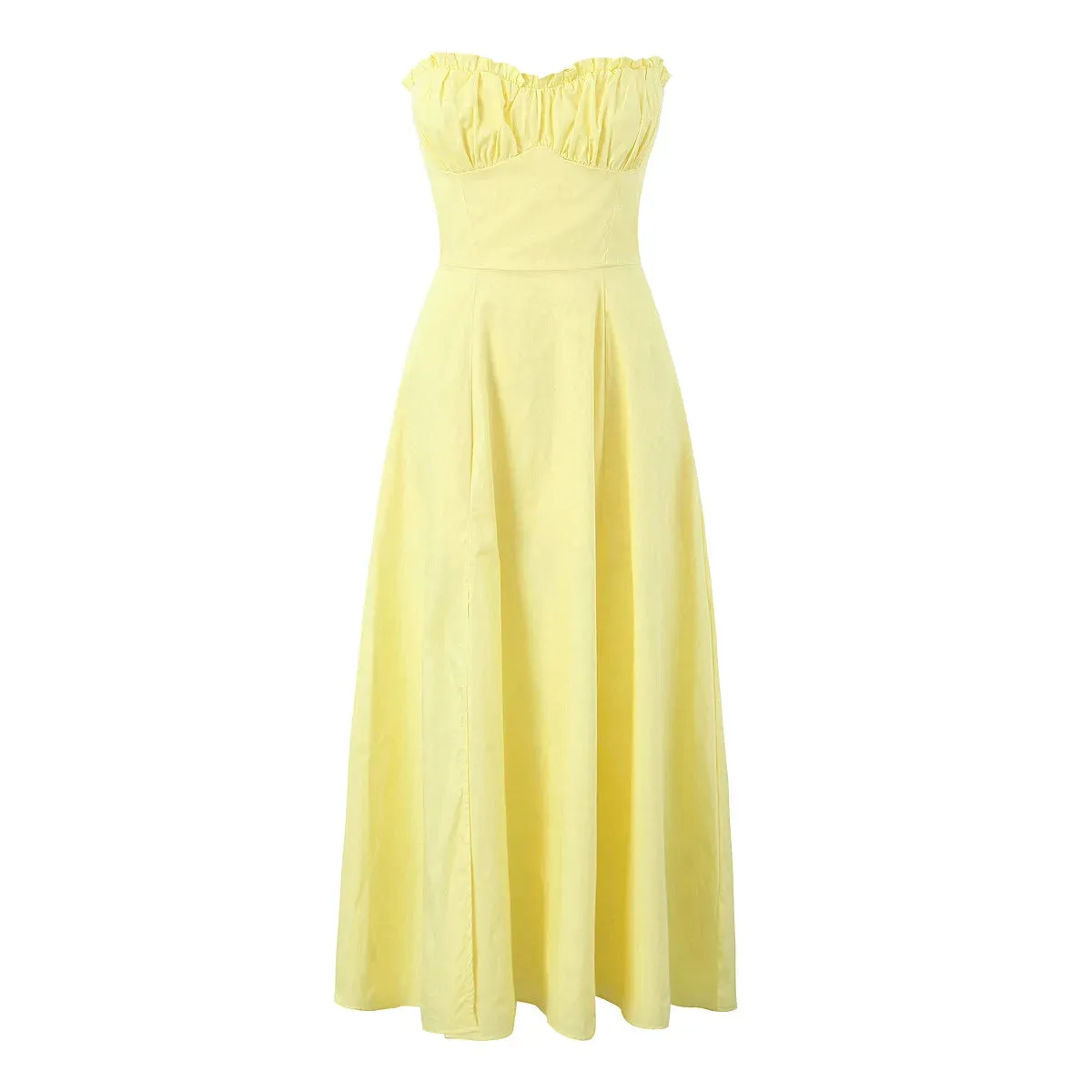 Yellow High Slit Two-Piece Dress - Perfect for Brunch & Vacations