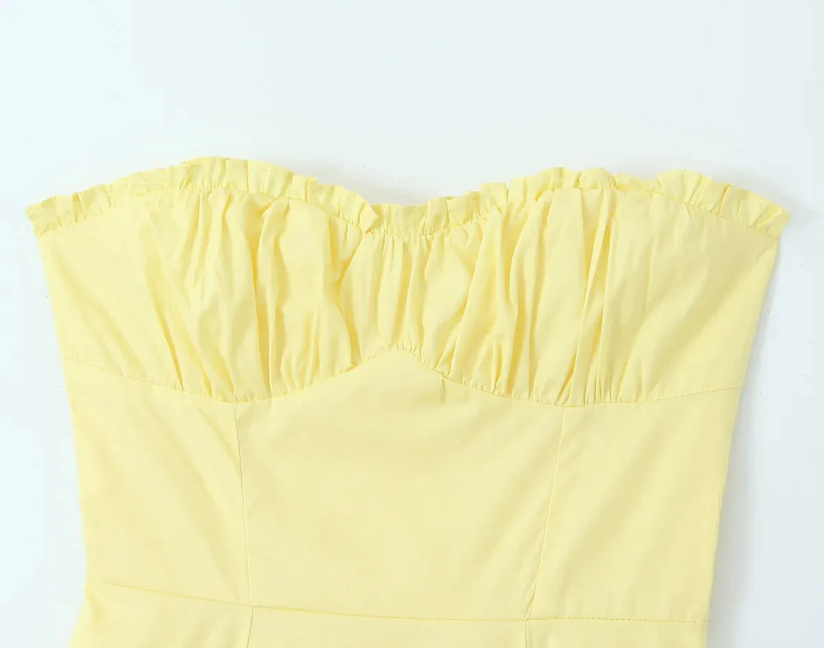 Yellow High Slit Two-Piece Dress - Perfect for Brunch & Vacations