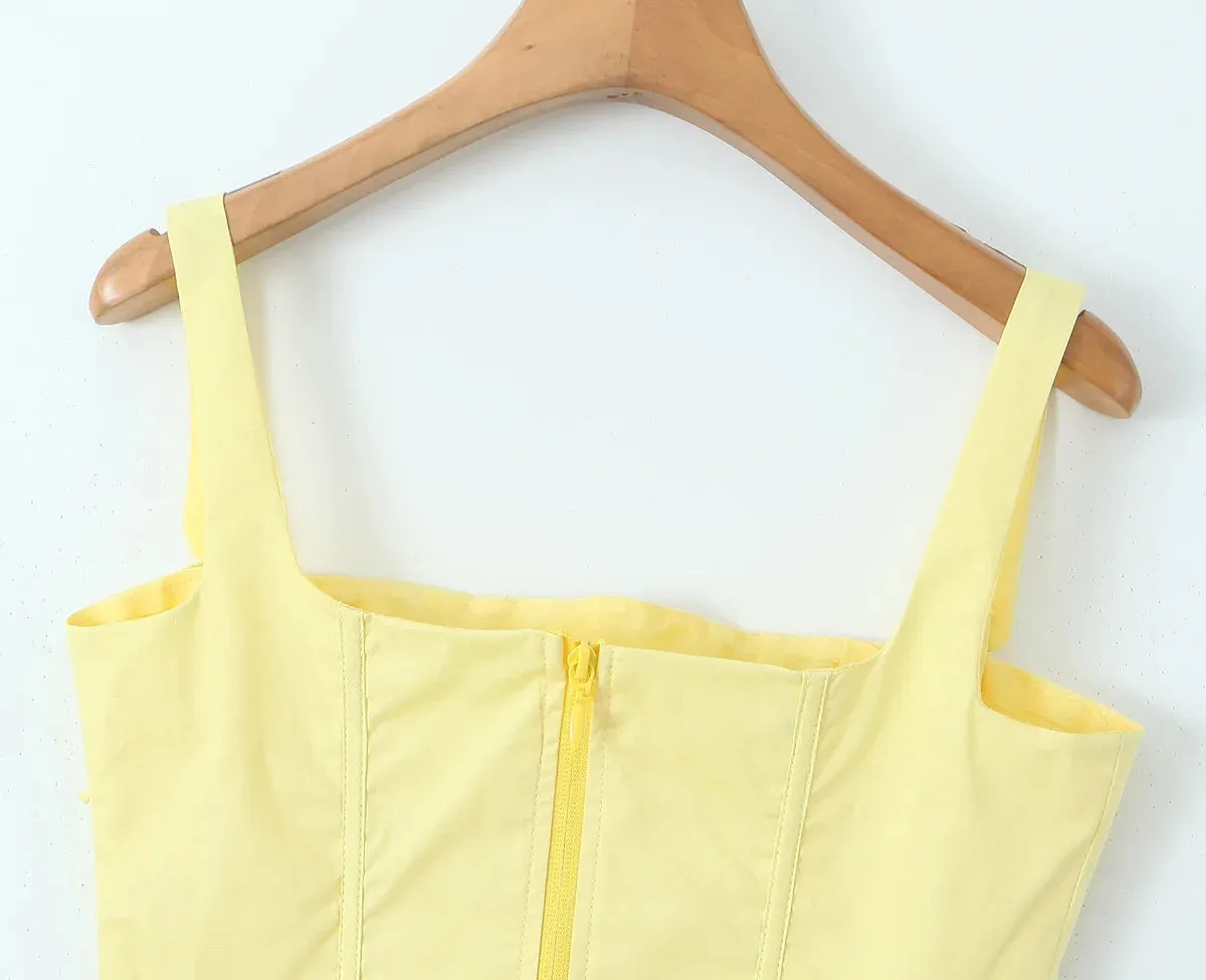 Yellow High Slit Two-Piece Dress - Perfect for Brunch & Vacations