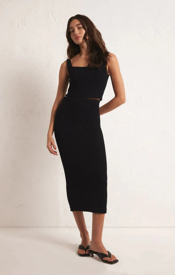 ZSU Aveen Midi Skirt in Crinkle Black